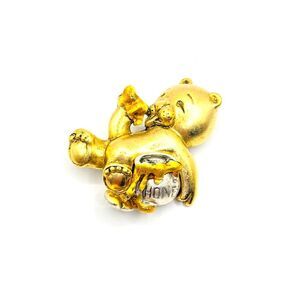 Danecraft Vintage Honey Bear Pin Brooch Jar Pot Brushed Gold Signed NOS 1980s